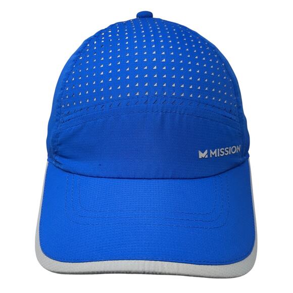 Mission Strapback Hat Blue One Size Solid Laser Cut Adjustable Outdoor - Picture 1 of 9